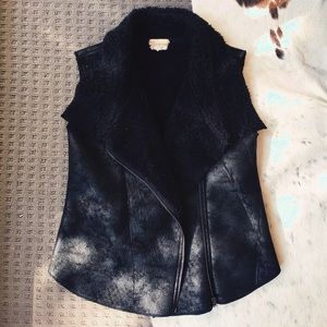 Faux leather fur vest